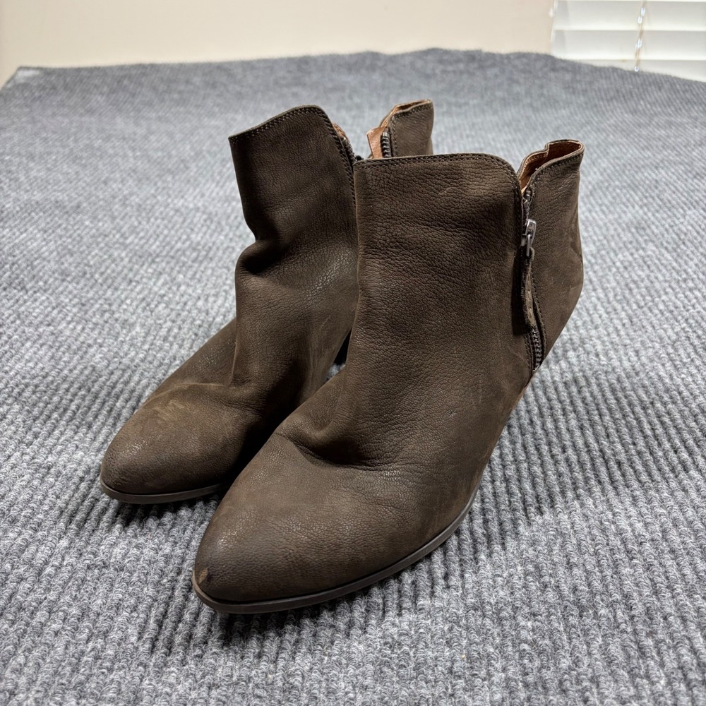 Frye Women Brown Leather Jolene Pull On Short Ankle Booties Size 10M 3470014-DBN